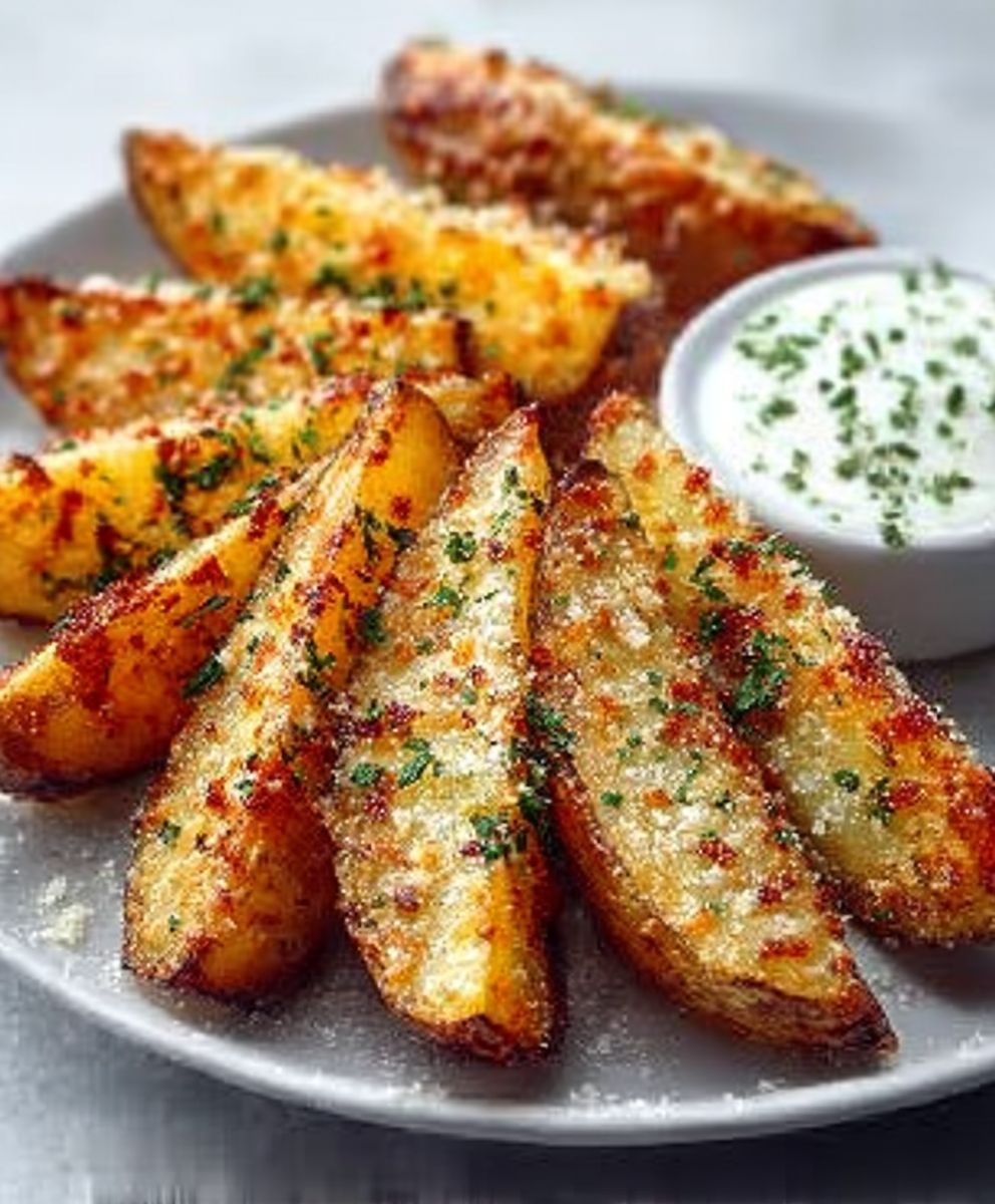 Kartoffelspalten mit Knoblauch und Parmesan: Einfache, gebackene Wohlfühlbeilage image 2