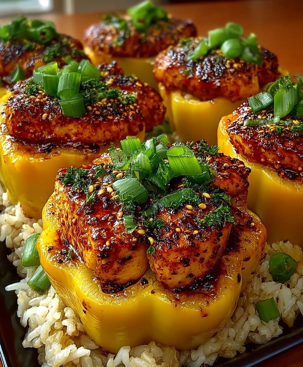 Teriyaki-Ananas-Hähnchen und gefüllte Paprika mit Reis – ein Genuss! image 2