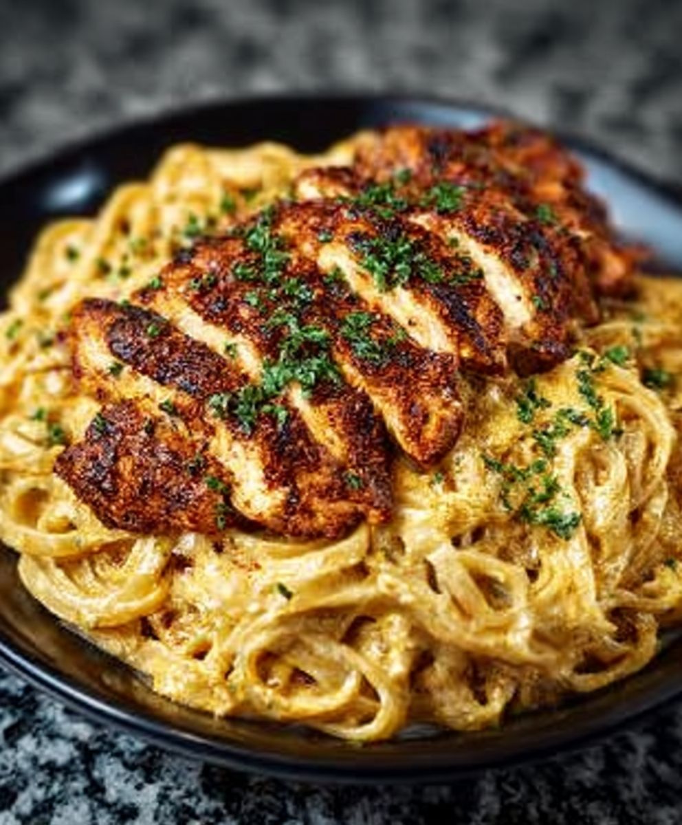 Würzige Cajun-Hühnchen-Linguine in cremiger Knoblauch-Parmesan-Sauce image 2