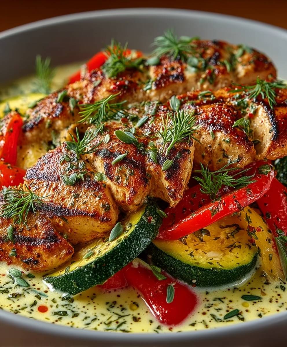 Cremiges Hähnchen mit Paprika und Zucchini: ein perfektes Wohlfühlgericht für ein köstliches Abendessen image 2