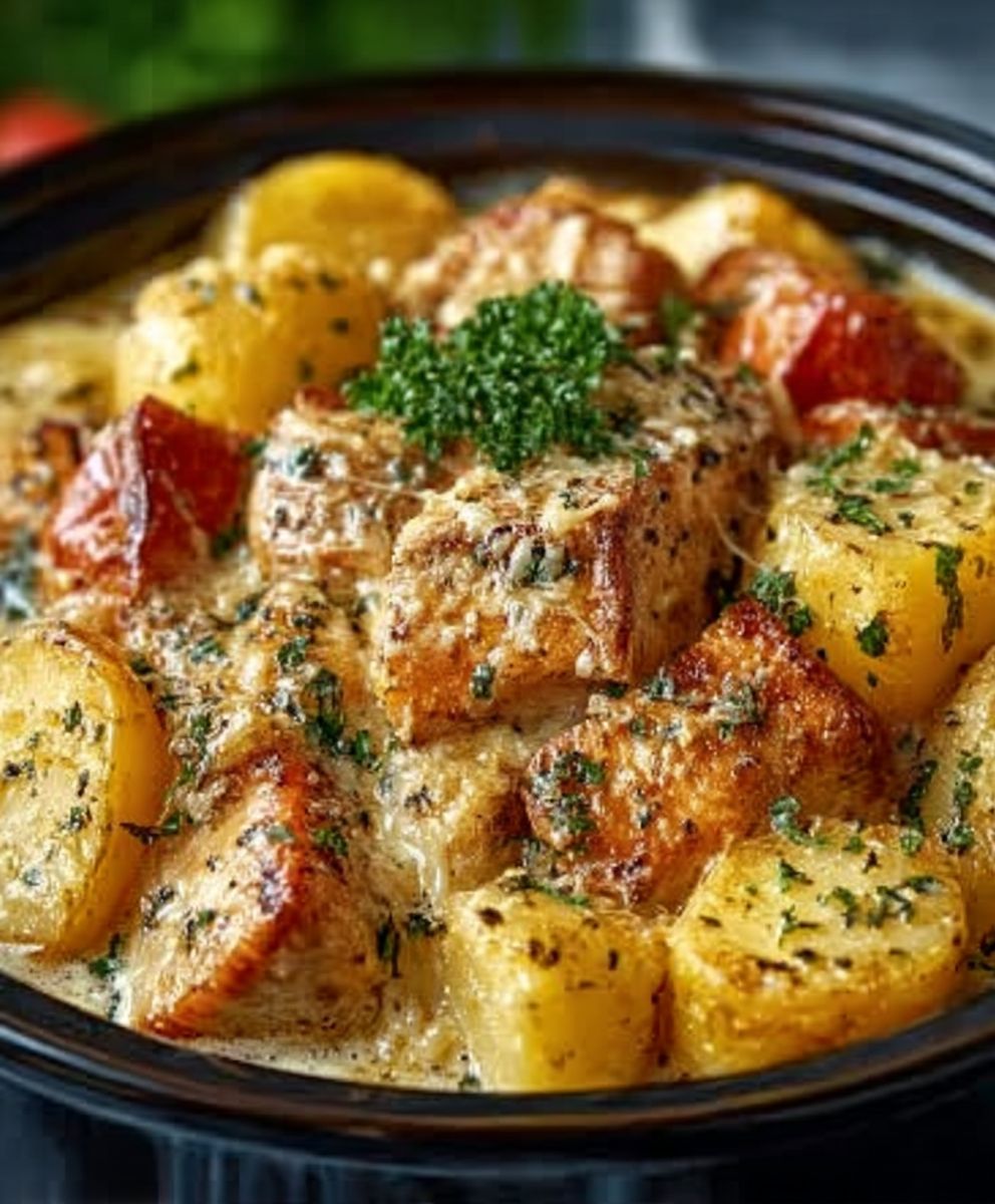 Zartes Hähnchen und Kartoffeln aus dem Schmortopf mit Parmesan image 2