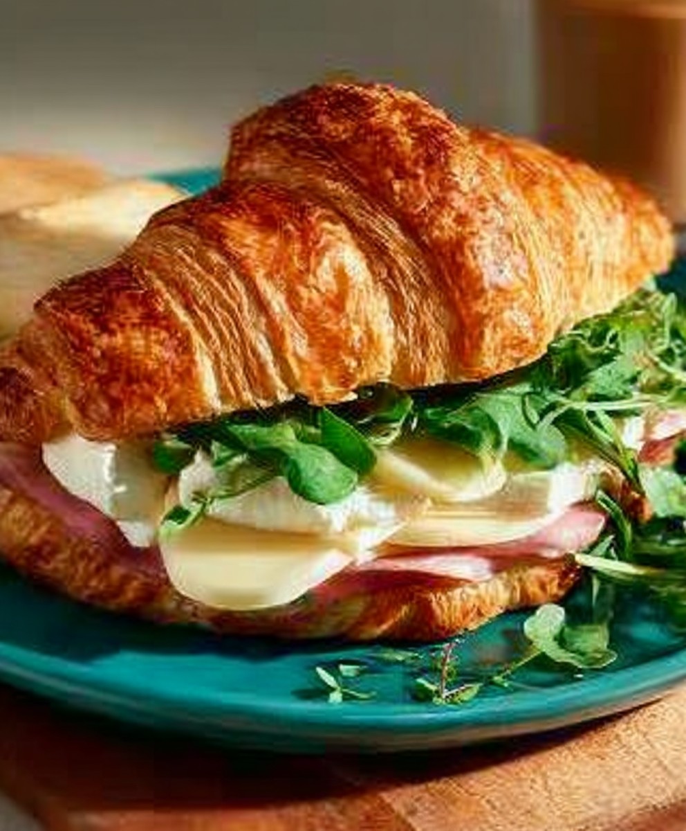 Croissant-Sandwich mit Apfel und Ziegenkäse | Schnelles und raffiniertes Frühstück oder Mittagessen image 2