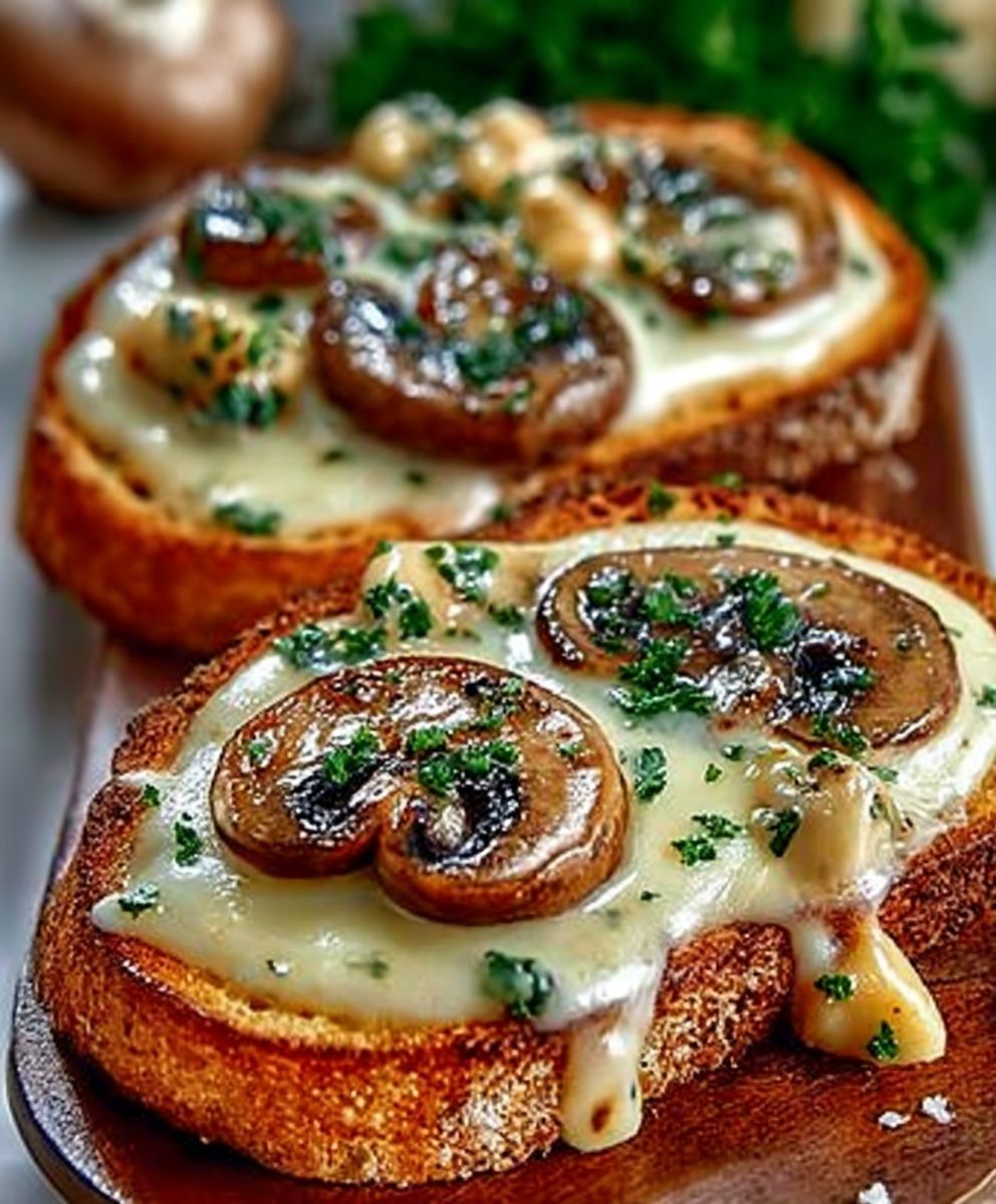 Gourmet Cheesy Mushroom and Garlic Toasts image 2