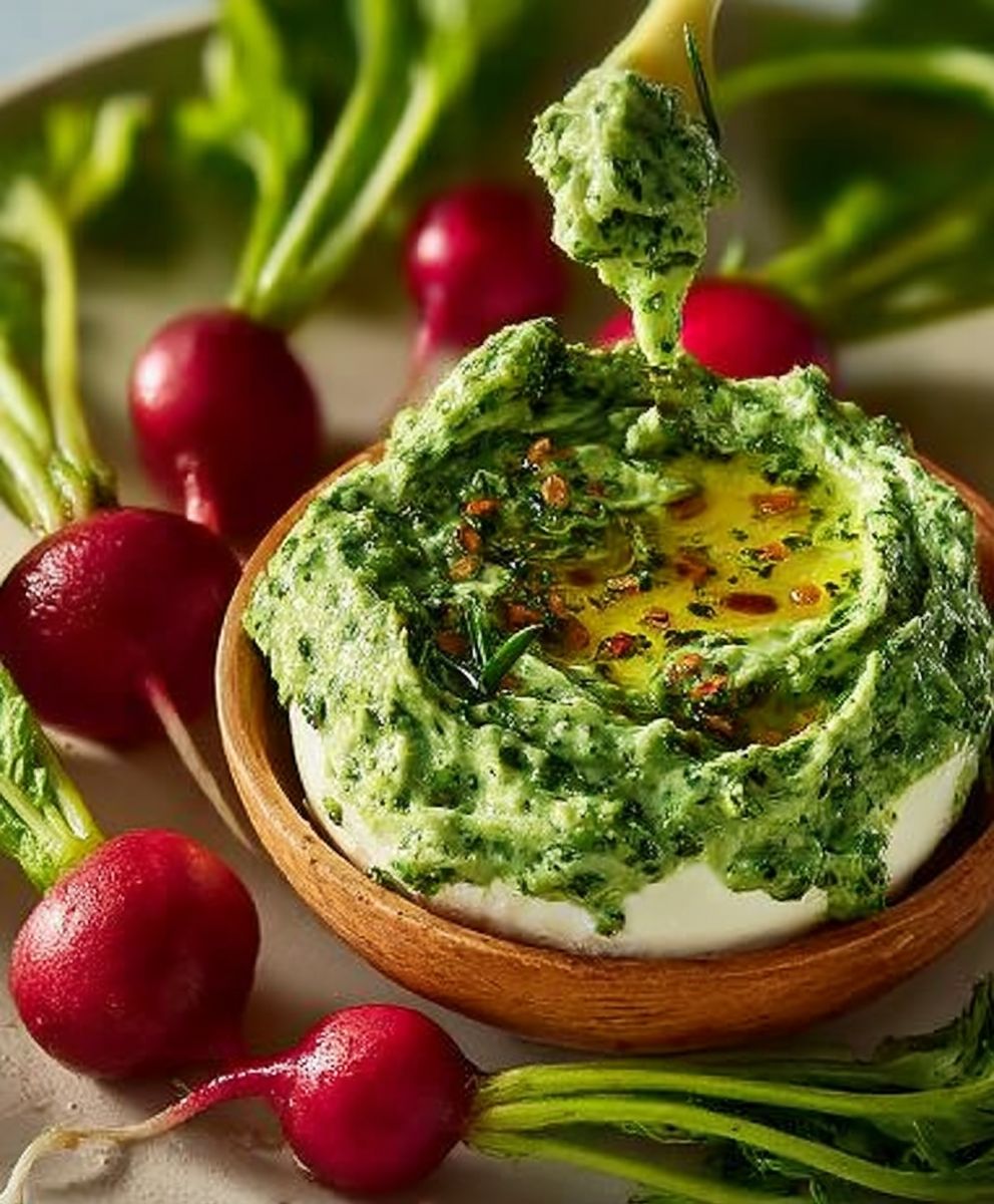 Sizzling Green Goddess Butter over Cold Burrata image 2
